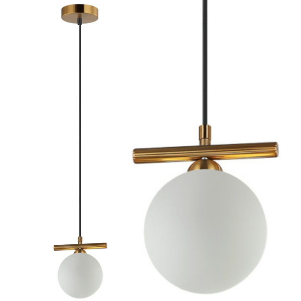 Sypialniana lampa wisząca Merseta PND-463321S-BRO+W Italux ball kula biała