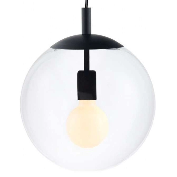Hygge LAMPA wisząca ALUR 10732102 Kaspa skandynawska OPRAWA kulisty ZWIS szklana kula ball czarna przezroczysta