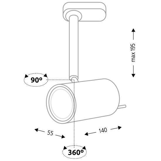 Reflektorowa LAMPA sufitowa FUSSA 6602 Shilo regulowana tuba OPRAWA metalowa do systemu szynowego 3-fazowego czarna