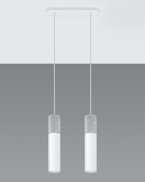 Skandynawska LAMPA wisząca SL.0648 loftowa OPRAWA metalowy ZWIS tuby beton białe