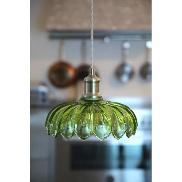 Wisząca lampa szklana KURAGE zielona 109177 1xE27 retro szklana do pokoju