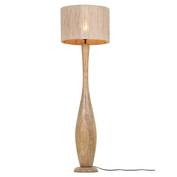 Podłogowa lampa drewniana TOBA 467200130 boho z wtyczką brązowa