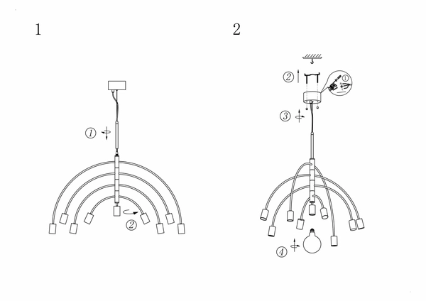 Wisząca lampa pokojowa Lavello metalowe łuki czarne