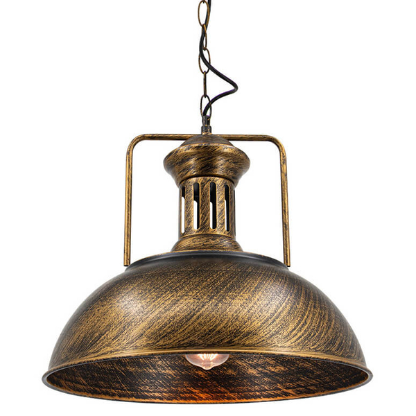 Rustykalna lampa wisząca Loft 7897/1 BL TR metalowa kopuła złota