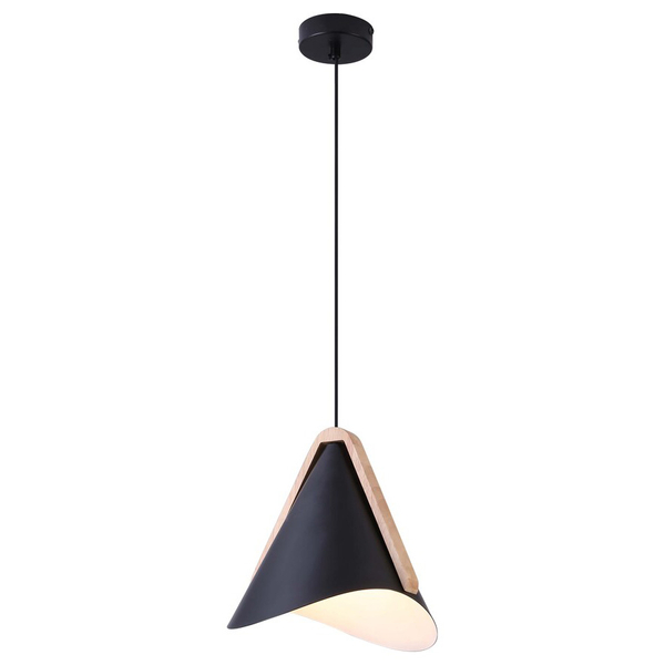 Wisząca lampa salonowa Neva 6650 metalowy zwis nad stół czarny drewno