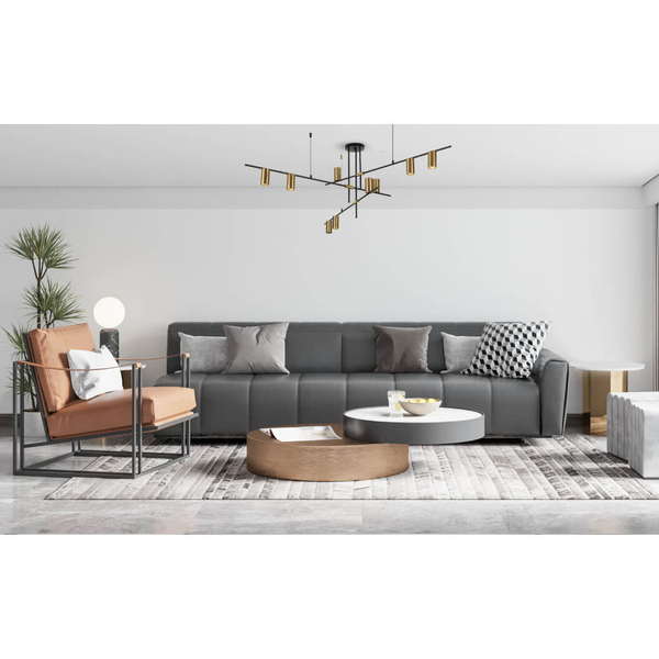 Modernistyczna lampa wisząca ARIZONA LP-074/9PL BK/GD Light Prestige metalowa oprawa metalowe tuby zwis czarny złoty