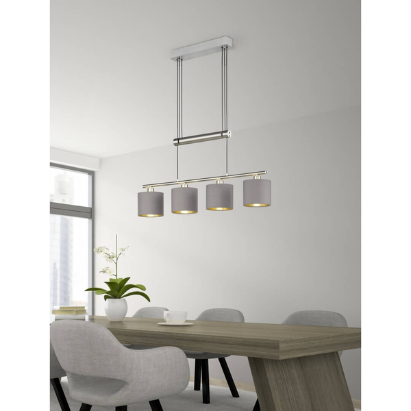 Lampa abażurowa wisząca Garda 305400441 nad stół do salonu szara nikiel