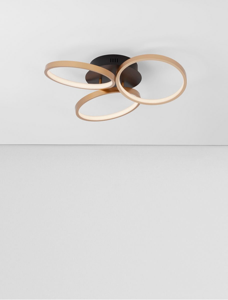 Nowoczesna lampa sufitowa Croix rings LED 28W 3000K złota czarna