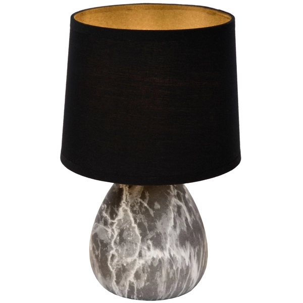 Abażurowa LAMPKA nocna MARMO 47508/81/30 Lucide stojąca LAMPA stołowa ceramiczna czarna