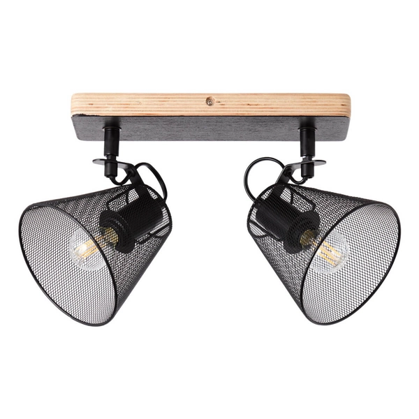 Młodzieżowa lampa sufitowa Whole 40113/76 druciana czarna drewno