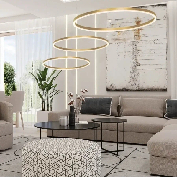 Wisząca nad stołem lampa 22240 LED 57W 3000K do jadalni ring złoty