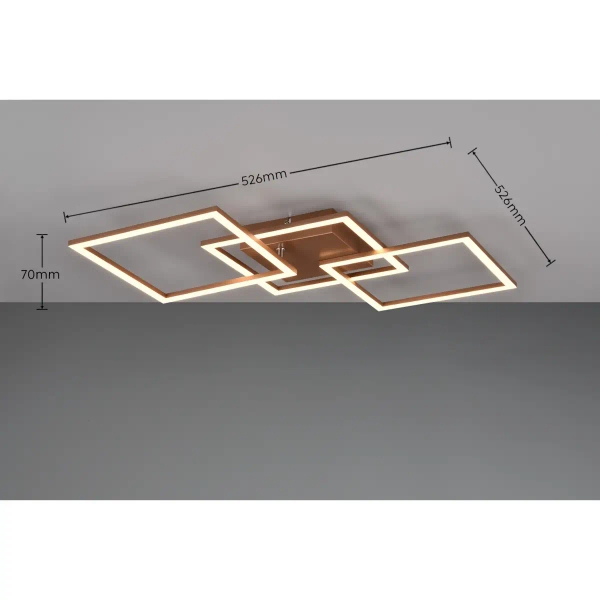 Ledowy sufitowy plafon ASTRIL DL165-64493 LED 31W 3000K kwadraty brązowy