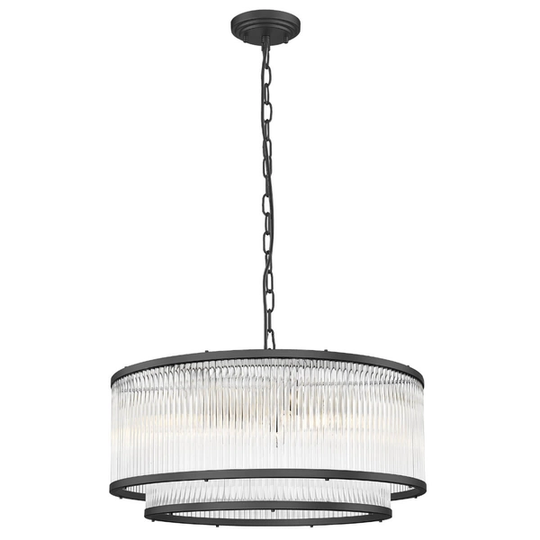 Okrągła lampa wisząca Sergio P0528-06H-P7AC łańcuch czarny przezroczysty