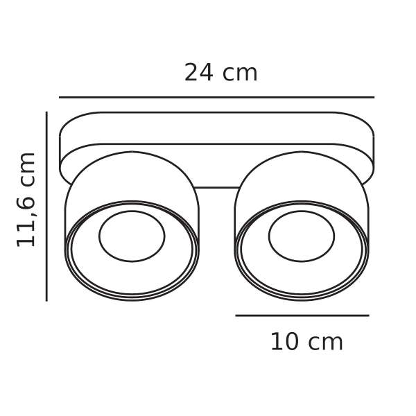 Podwójna lampa sufitowa PITCHER 2310410101 regulowana biała