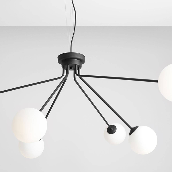 Wisząca lampa salonowa Holm 1082K1 Aldex szklane kule stick czarne białe