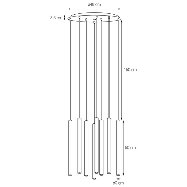 LAMPA wisząca ROLL 10708801 Kaspa metalowa OPRAWA kaskada LED 32W 3000K zwis tuby sople białe
