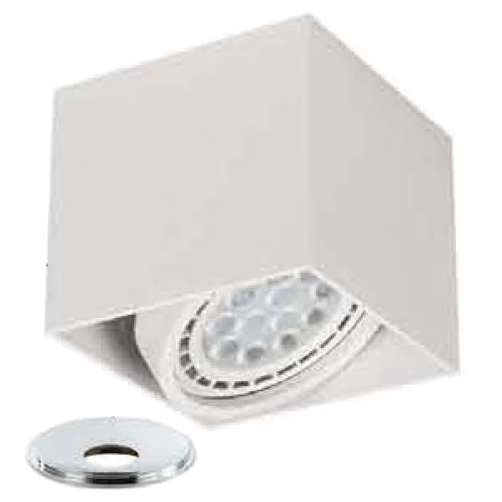 LAMPA sufitowa Cardi I Bianco + Ufo Cromo Orlicki Design metalowa OPRAWA kostka downlight biały chrom