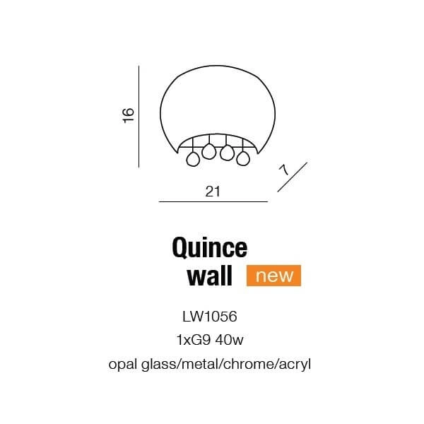 Półokrągła lampa ścienna Quince do holu biała crystals