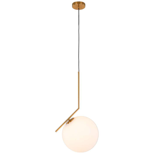 LAMPA wisząca CONDI MDM-7475/1-L-G MDECO modernistyczna OPRAWA szklany ZWIS kula ball mosiądz biała