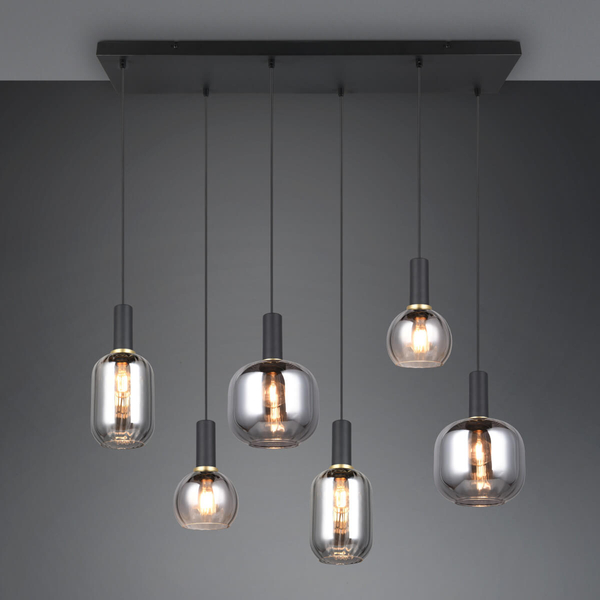 Metalowa wisząca lampa DIVA 319800632 Trio bubbles przydymiony czarny