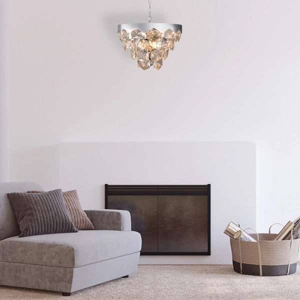 Pałacowa LAMPA wisząca GRACE ML5993 Milagro kryształowa OPRAWA okrągły ZWIS na łańcuchu chrom