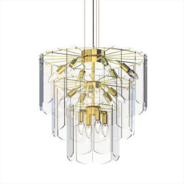 Lampa wisząca szkło Nira MD3523-14L-EGN Zumaline przezroczysty złoty