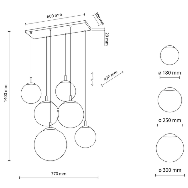 Zwisowa lampa na belce Esme 4793 do salonu balls biała czarna