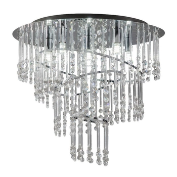 Glamour lampa sufitowa Terre kryształki crystals do pokoju chrom