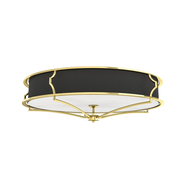 Sufitowa LAMPA plafon Stesso PL Gold / Nero M Orlicki Design klasyczna OPRAWA okrągła plafoniera abażurowa czarna złota
