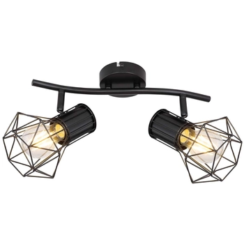 Industrialna LAMPA sufitowa PRISKA 54017-2 Globo metalowa OPRAWA plafon druciane klatki regulowane czarne