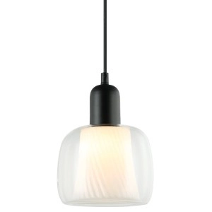 Wisząca LAMPA skandynawska LAMEZIA PND-67594-1-BK+CL Italux loftowy ZWIS szklany do kuchni czarny