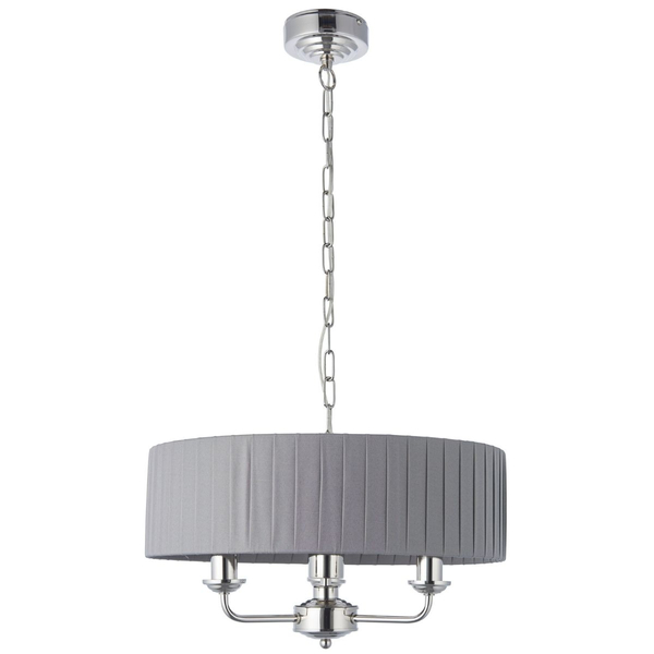 Żyrandol Highclere 94394 Endon plisowany abażur nikiel szary