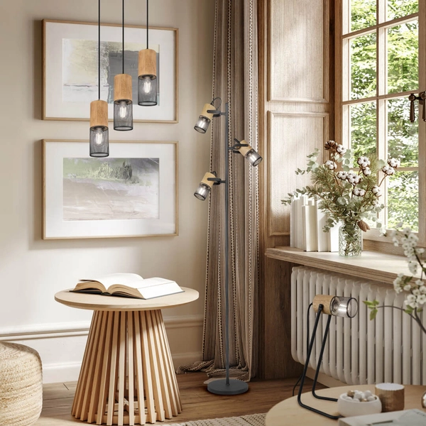 Podłogowa lampa do sypialni Tosh 404300332 tubki regulowane brązowe czarne