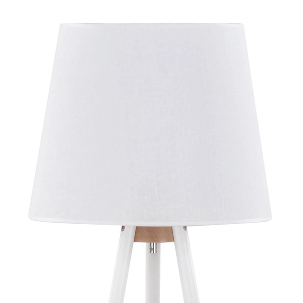 Lampa podłogowa abażurowa Vaio 698 skandynawska biała drewniana