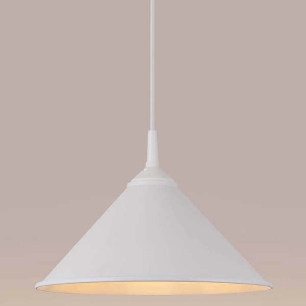 Lampa wisząca do jadalni Zuma SL.1325 stożek metalowa biała