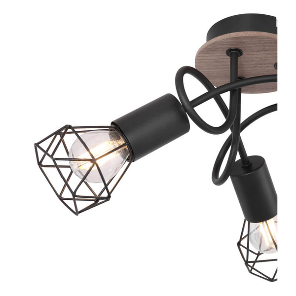 Lampa sufitowa ruchoma Xara 54802S-3DH czarna drewno