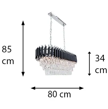 Kryształowa lampa wisząca TOLEDO 6260/8 8C BL czarny chrom przezroczysty