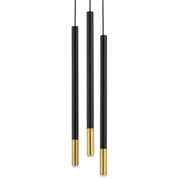 Modernistyczna LAMPA wisząca SOPEL DUE 33257 Sigma metalowa OPRAWA sople ZWIS tuby czarne złote