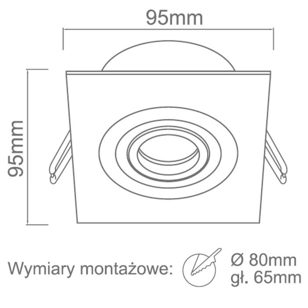 Kwadratowa lampa podtynkowa FASTO I Orlicki wpuszczana  czarna