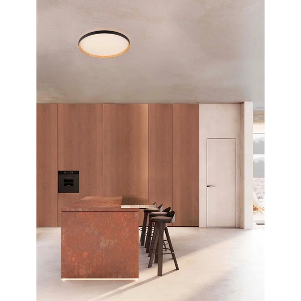 Plafon okrągły do salonu VINAMAR LE44891 LED 55W 2700-3000K czarny drewniany