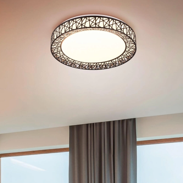 Okrągły plafon na pilota Cluster R67321102 LED 40W 2700-6500K czarny biały