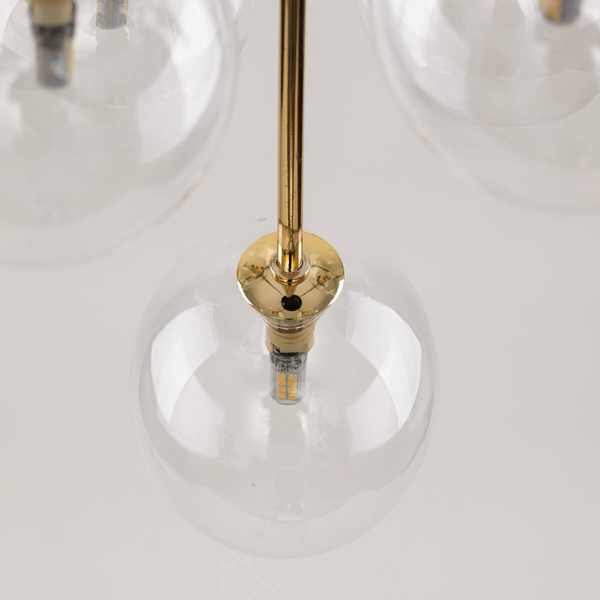 Lampa zwisająca Nilos 5943 bańki do jadalni kule przezroczysta złota
