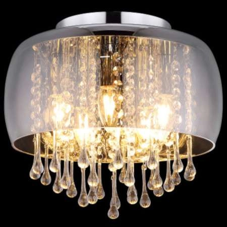 Sufitowa LAMPA glamour KALLA 15809D Globo szklana OPRAWA plafon pałacowy z kryształkami przezroczysty przydymiony chromowany
