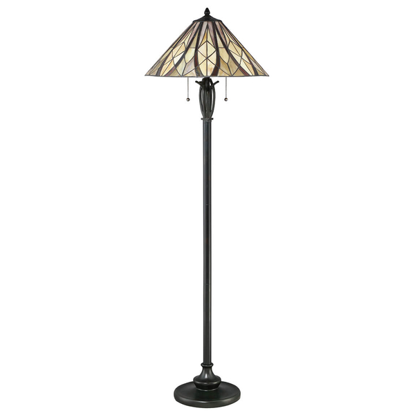 Podłogowa lampa do salonu Victory QZ-VICTORY-FL witrażowa brązowa kolorowa