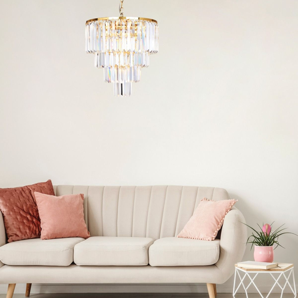 Żyrandol nad stół Amedeo 17106/4+1-GLD złota lampa wisząca crystal