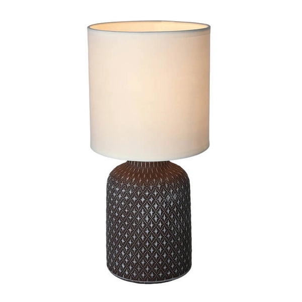 Abażurowa lampa stołowa Iner 41-79862 ceramika brązowa biała