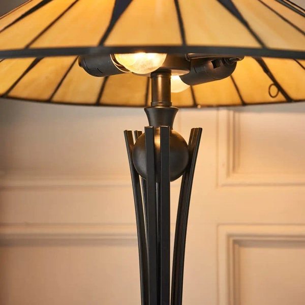 Lampa stołowa do jadalni Dark star 64045 witrażowa szklana kolorowa brązowa