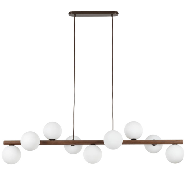 Lampa wisząca do salonu Estera 10273 bubbles belka drewniana biała