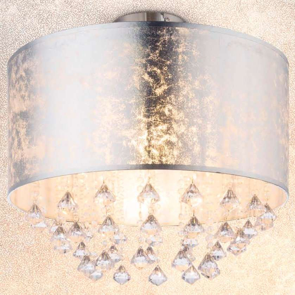 Plafon LAMPA sufitowa AMY 15188D3 Globo abażurowa OPRAWA z kryształkami glamour crystal srebrna przezroczysta