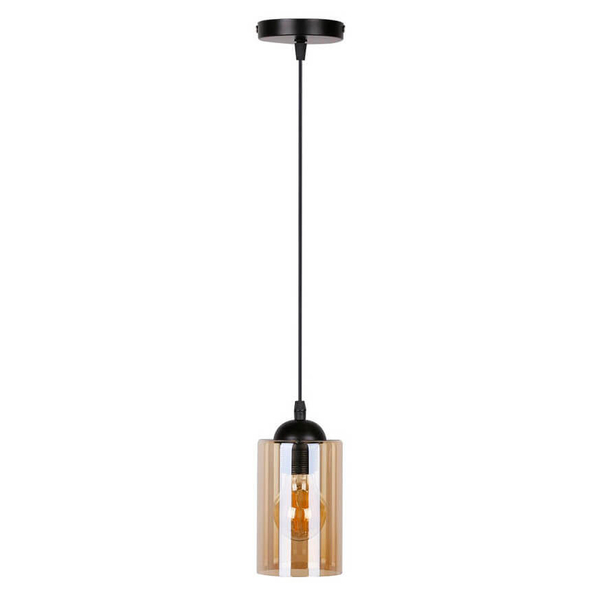 Szklana lampa wisząca Bistro 31-00569 do przedpokoju brązowa czarna